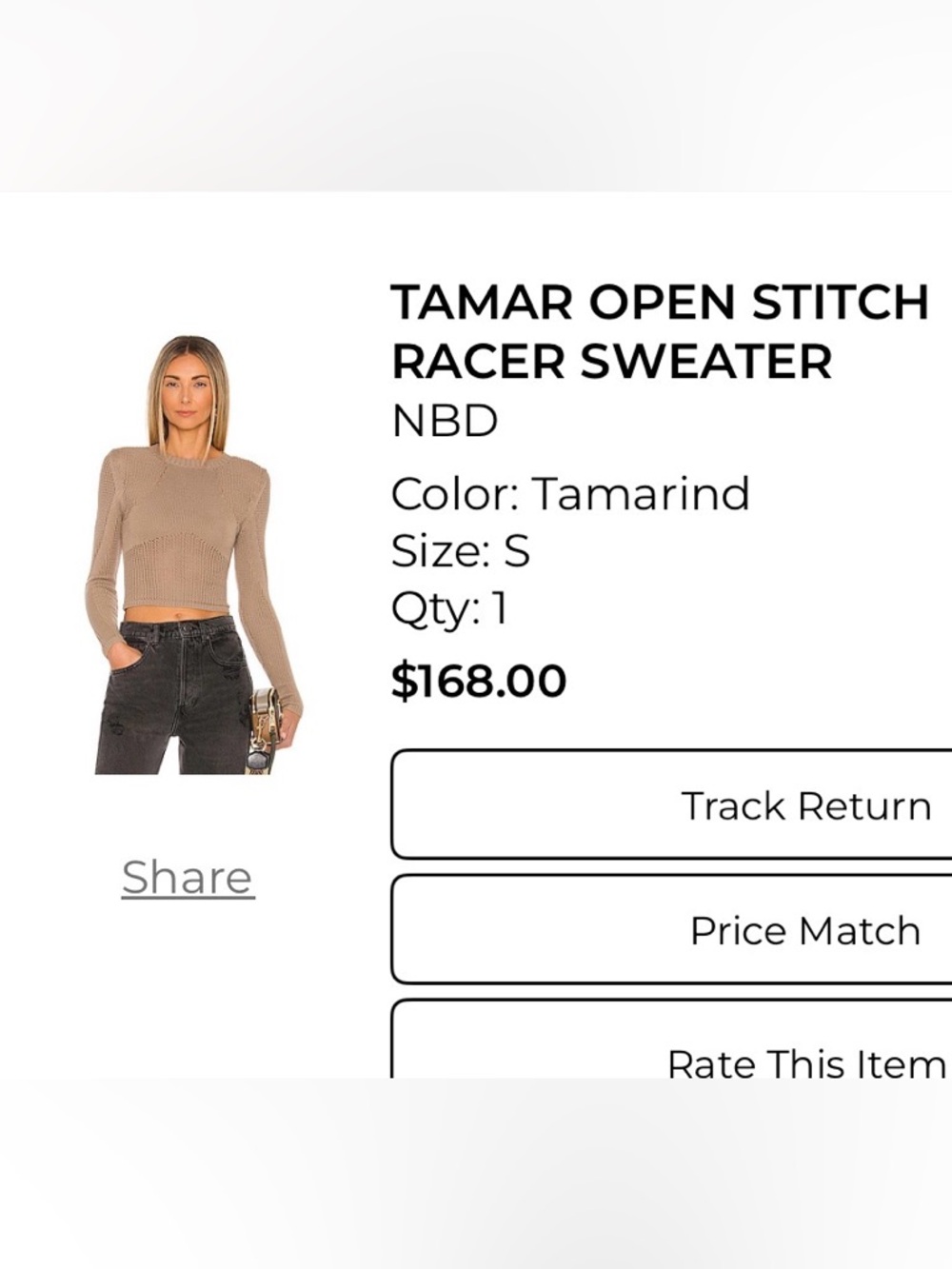 NBD Beige Knit Long-Sleeve Sweater Top